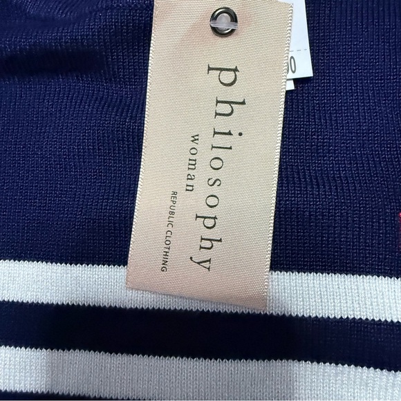 Philosophy Navy and White Striped Top with Red Accent - Picture 15 of 16